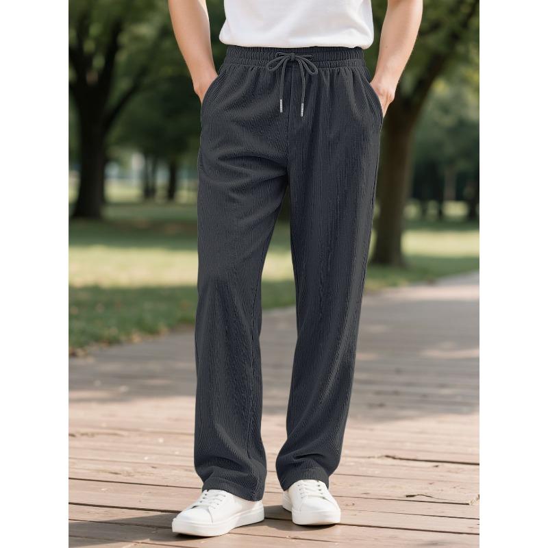 Men's Striped Drawstring Loose-Fit Pants | Comfortable Casual Trousers with Elastic Waist