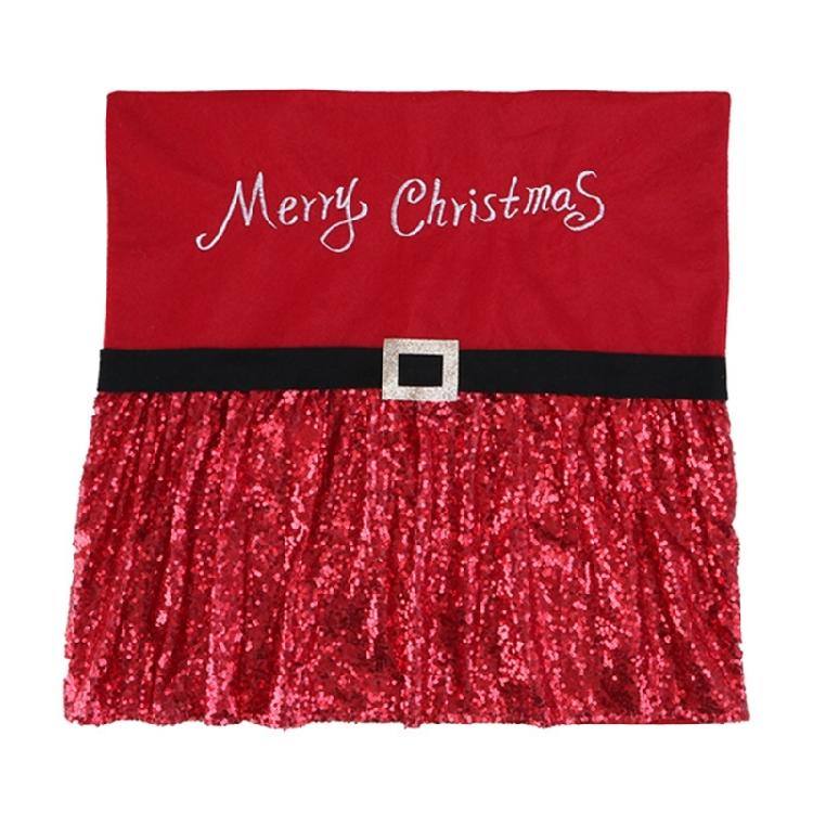 Christmas Chair Cover Non-Woven Fabric Sequins Elf Dining Chair Back Covers Gift красный 880₽