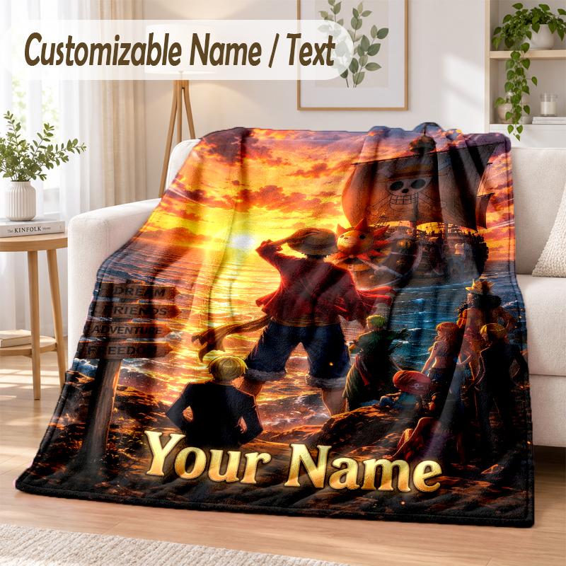 One Piece Custom Name Flannel Throw Blanket Soft Warm for Sofa Bed Indoor Home Use