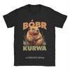 Kurwa Bober Castoro Bobr Magliette per Uomo Divertenti Vintage Cotone T-Shirt Girocollo Manica Corta Magliette Idea Regalo Abbigliamento