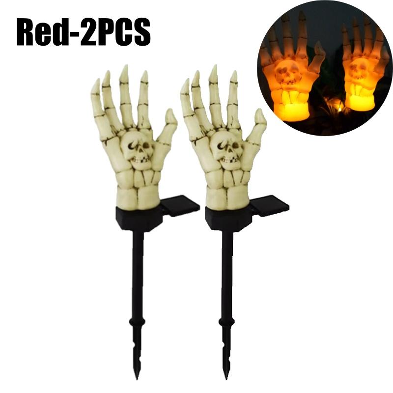 Halloween Outdoor Decoration Solar Lights Lighted Skeleton Hands Stakes Waterproof Skull Solar Garden Lights for Garden Decor