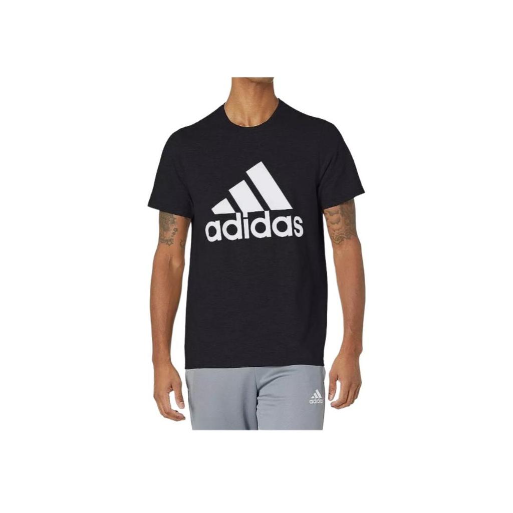 adidas Badge Of Sport Tee Letter Print Crew Neck Short Sleeve T-Shirt Men Tops Black ED9605