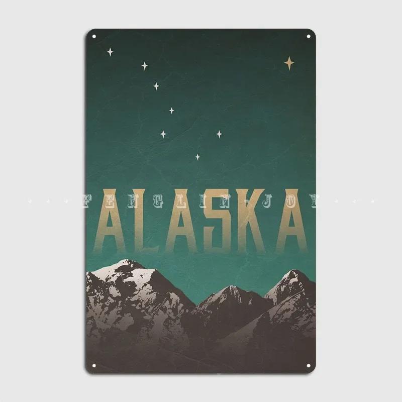 Old Alaska Travel Postcard Metal Sign Plates Bar Cave Personalized Wall Mural Tin Sign Poster