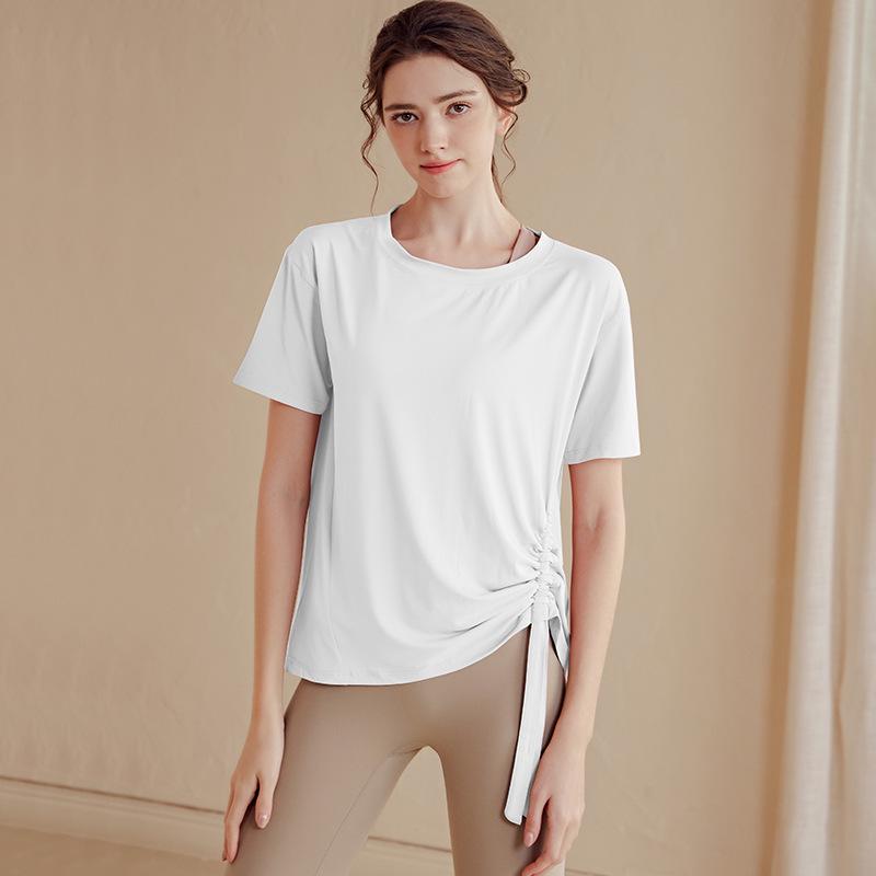 

Женская легкая спортивная футболка с коротким рукавом и накидка, фитнес-топ для йоги и бега Small белый