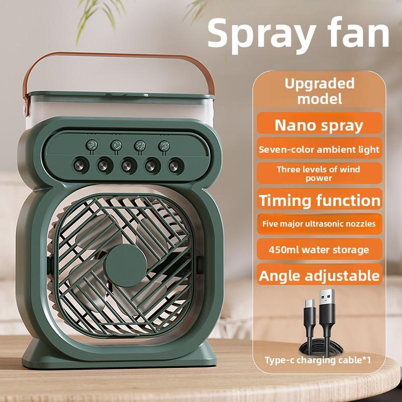 Desktop Night Light Humidifier USB Spray Fan Outdoor Office Water Spray Rechargeable Fan
