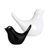 Creative White and Black Glossy Ceramic Birds Figurines Home Decorations Accessories Party (Pack of 2, Black & White)