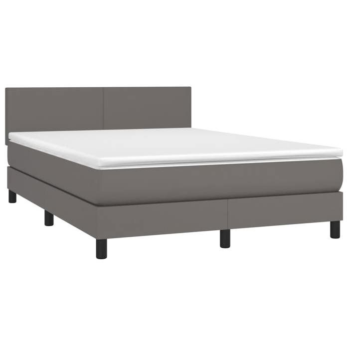 3141009 vidaXL Divan Bed with Mattress Grey 140x200 Cm Faux Leather