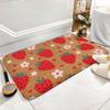 Strawberry Hearts Doormat, Floral Spring Summer Welcome Mat, Indoor Front Back Door Mat, Coral Velvet Rug 16"x24"