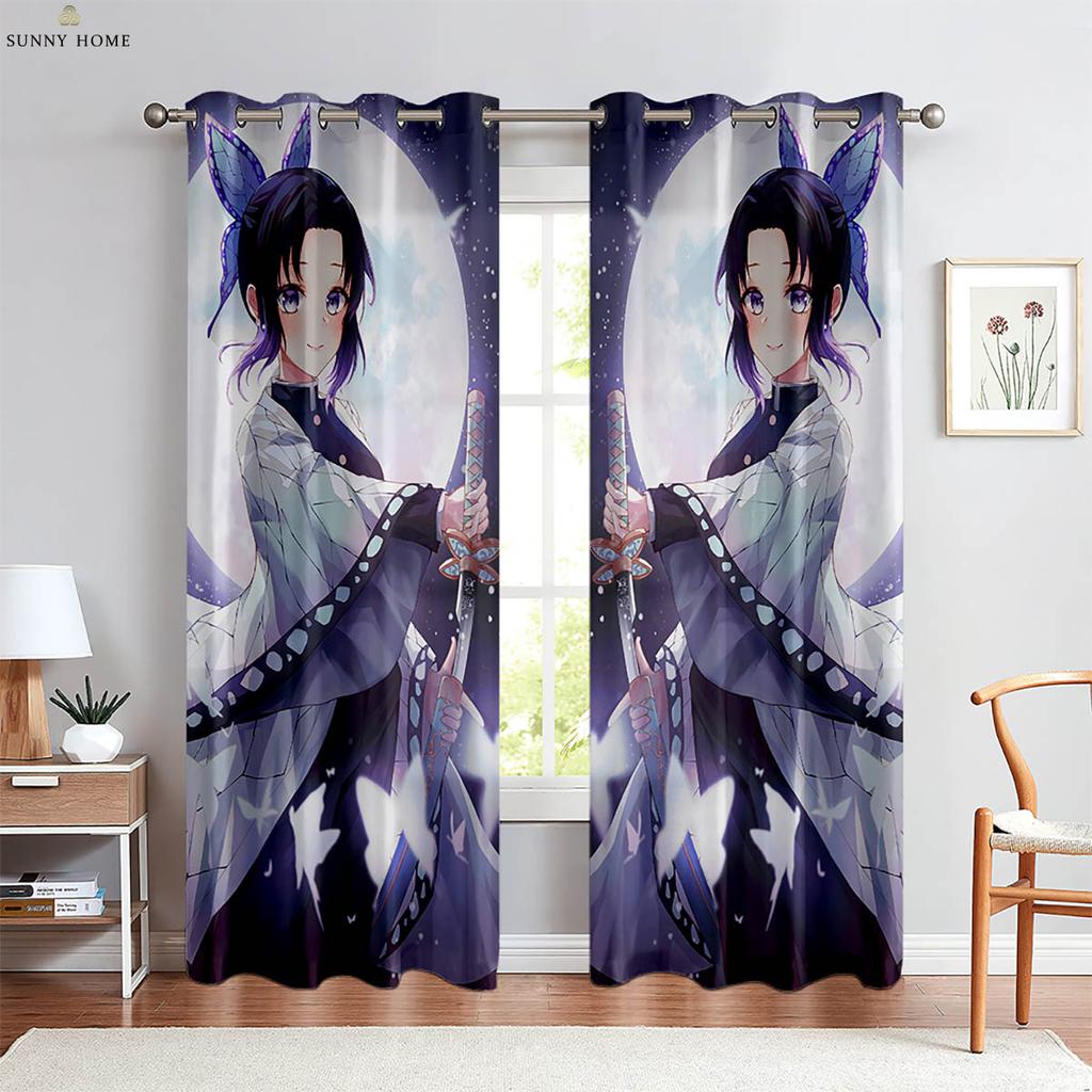 Japanese Anime Print Curtains Dormitory Bedroom Restaurant Study Window Decoration Curtains Children Gift Home Decoration 2 PCS