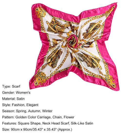 Scarf Comfortable Square Shape Satin Carriage Chain Scarves Shawl for Daily Life