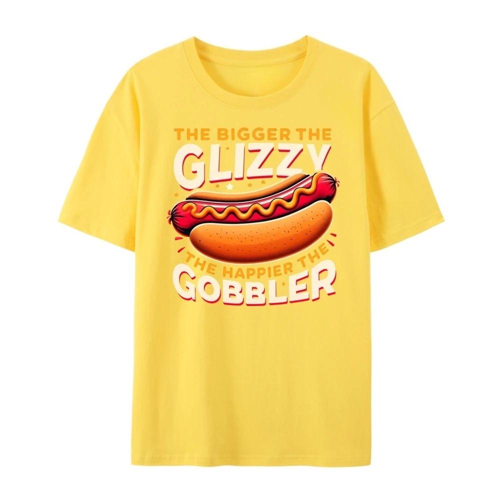 Funny wolfing hot dog cartoon print Thanksgiving casual daily short sleeved round neck Womens Tshirt