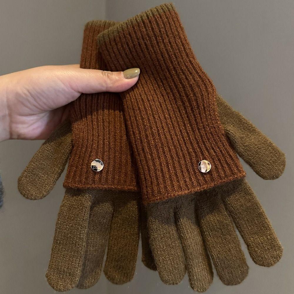 Woolen Gloves Warm Winter Gloves Simple Knitted Gloves Outdooor
