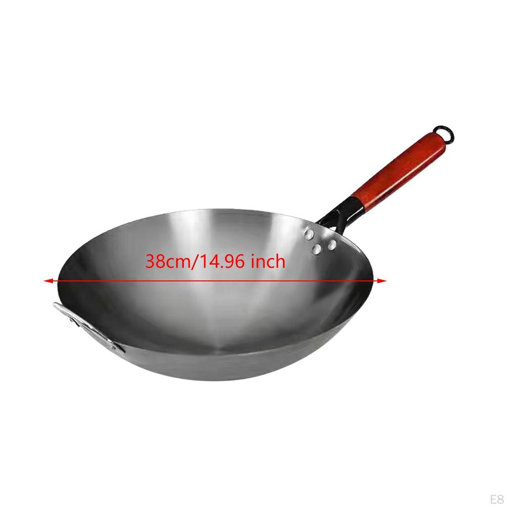Chinese Wok with Wooden Handle for Induction Cooking