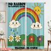 2pcs 2D flat printing Window Drapes Vintage Rainbow Flowers Polyester Without Electricity Festive Holiday Use for All Occasions