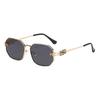 European and American new polygonal sunglasses women's fashion letter metal sunscreen glasses high-end sunglasses