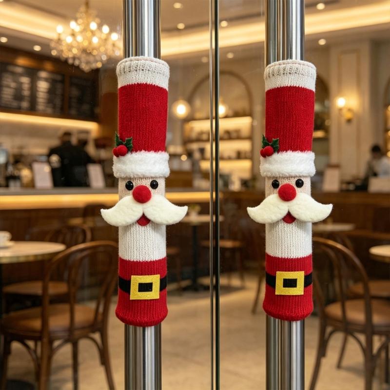 Christmas Appliance Handle Sleeve, Fabric Decoration with Handle-Over Form and Side Closure for Seasonal Kitchen Displays