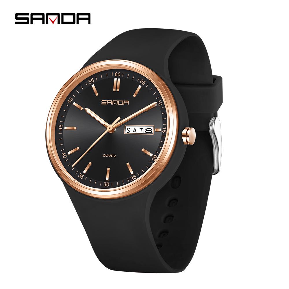 SANDA Student Quartz Wristwatch: Fashionable, Simple, Luminous, Waterproof, Versatile, Double Calendar
