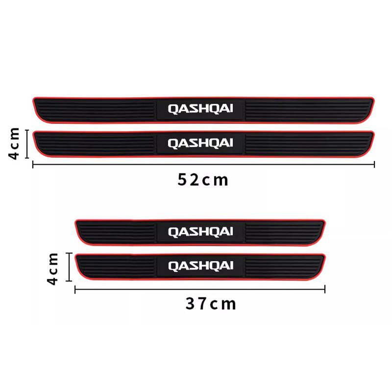 4pcs Rubber Car Door Sill Scuff Covers For Nissan Qashqai J10 J11 J12 Anti-scratch Auto Door Panel Guards Protector Trims Strips