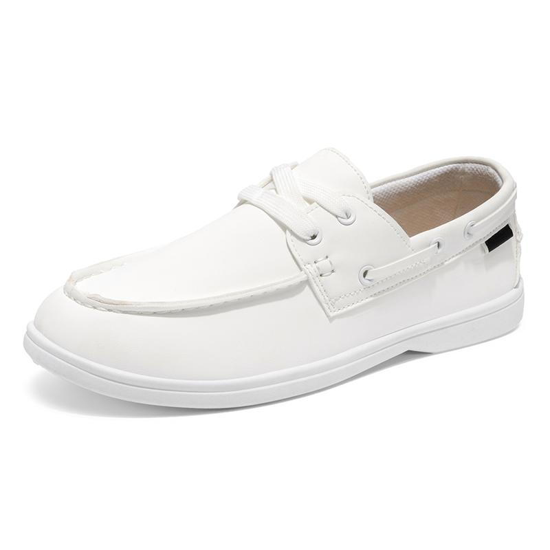 Men's Plus-size Fashion Casual White Shoes Breathable Soft Sole Four Seasons New Non-slip Comfort Outdoor Driving Leather Shoes