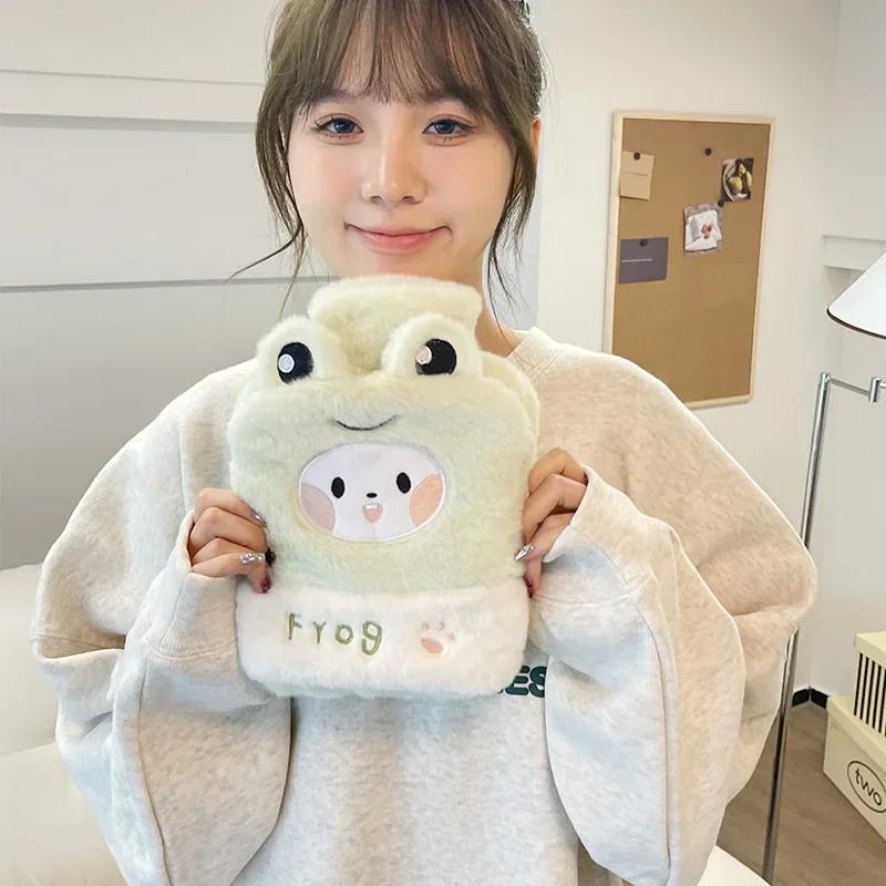 Cute Hot Water Bottle Bag 750ML Cartoon Plush Rabbit Shape Hand Warmer Heat Pack Warm Belly Instant Hot Pack Hand Warm Bag