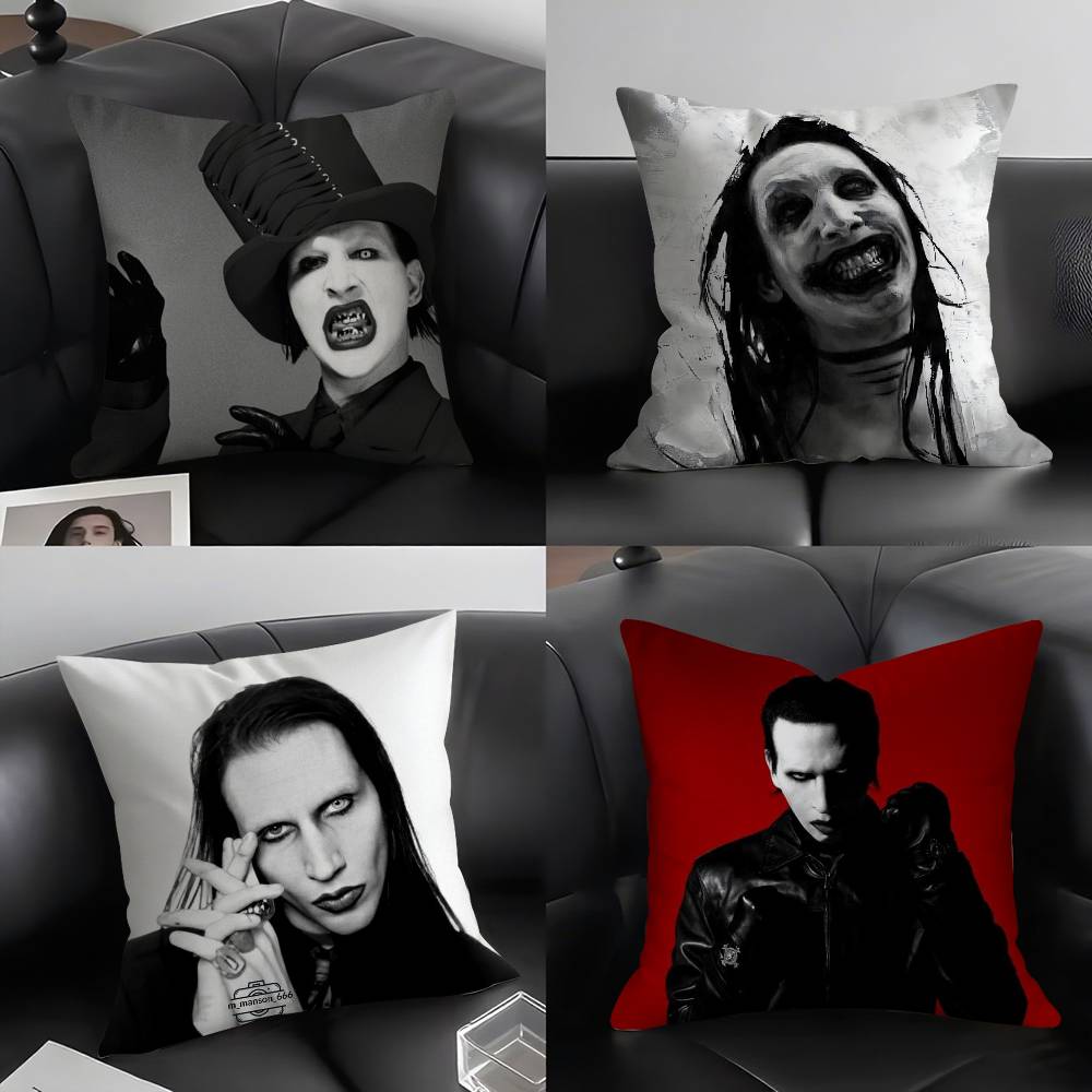 Pillow Case M-Marilyn M-Manson Home Dorm Chair Back Short Plush Double-Sided Printing Office Nap Time Cushion Cover