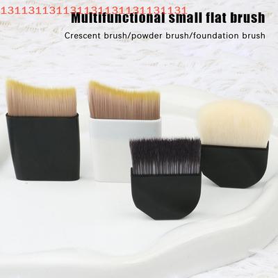 1 Peça Pincel para Base Ultra Fino de Linha Única Pincel para Máscara em Forma de Crescente Cabo Curto Cerdas Macias e Fofas Ferramenta Profissional de Beleza