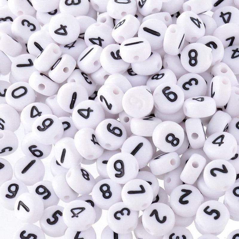 Acrylic 7x4mm Number Beads: Round Loose Beads for DIY Jewelry Making