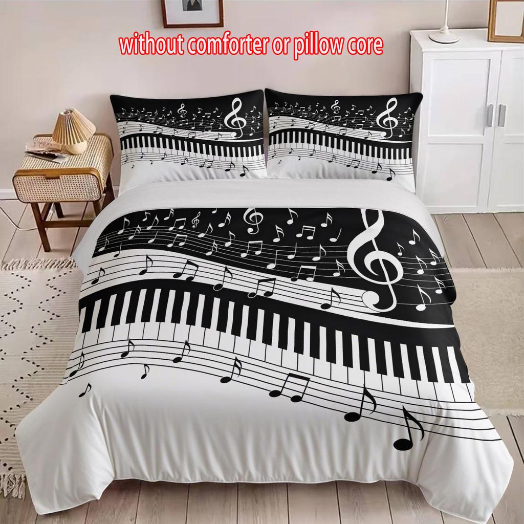 Music Piano Three-Piece 3D Digital Printing Quilt Set