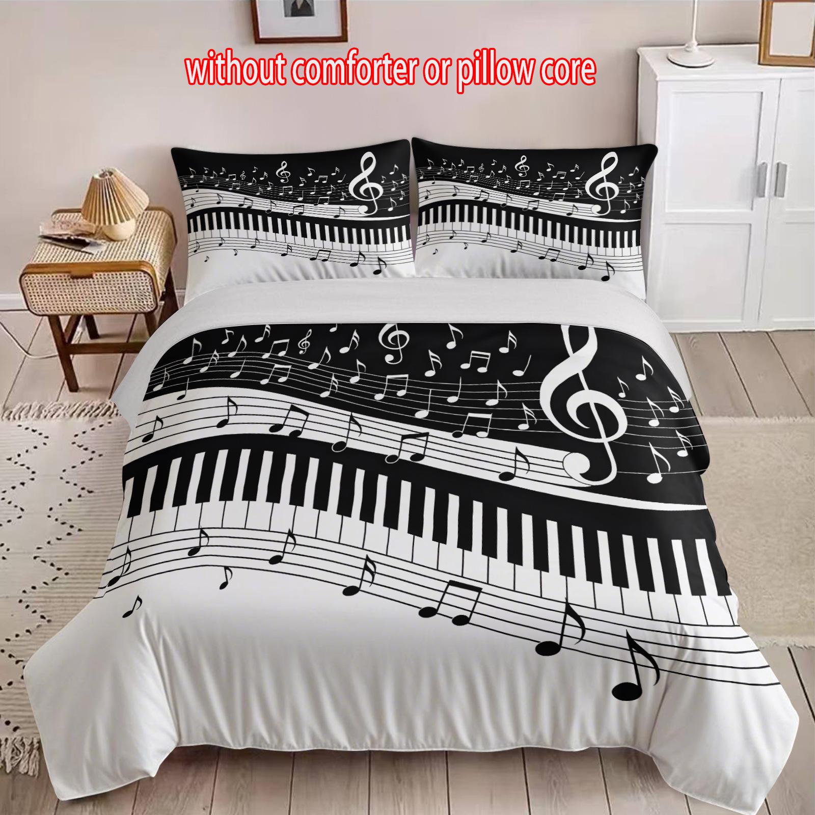 

Music Piano Three-Piece 3D Digital Printing Quilt Set cover 90 * 200 + and 50 * 75 * 1