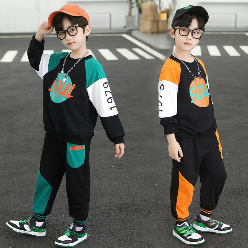 Tenue de sport pour garçons, mode printemps, pull décontracté pour enfants de taille moyenne et grande, joli pantalon, vêtements pour enfants