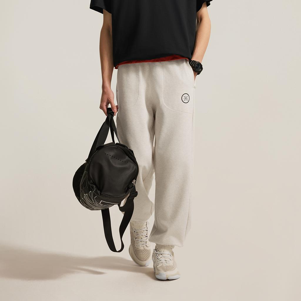 Li Ning Wade Series Casual Simple Cuffed Loose Knit Sports Pants Men bottoms Flower-Gray Tile-Gray AKLV079-2