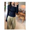 Petite Korean Halter Neck Off-Shoulder Long Sleeve Women's Shirt, Autumn Winter 2025 Collection