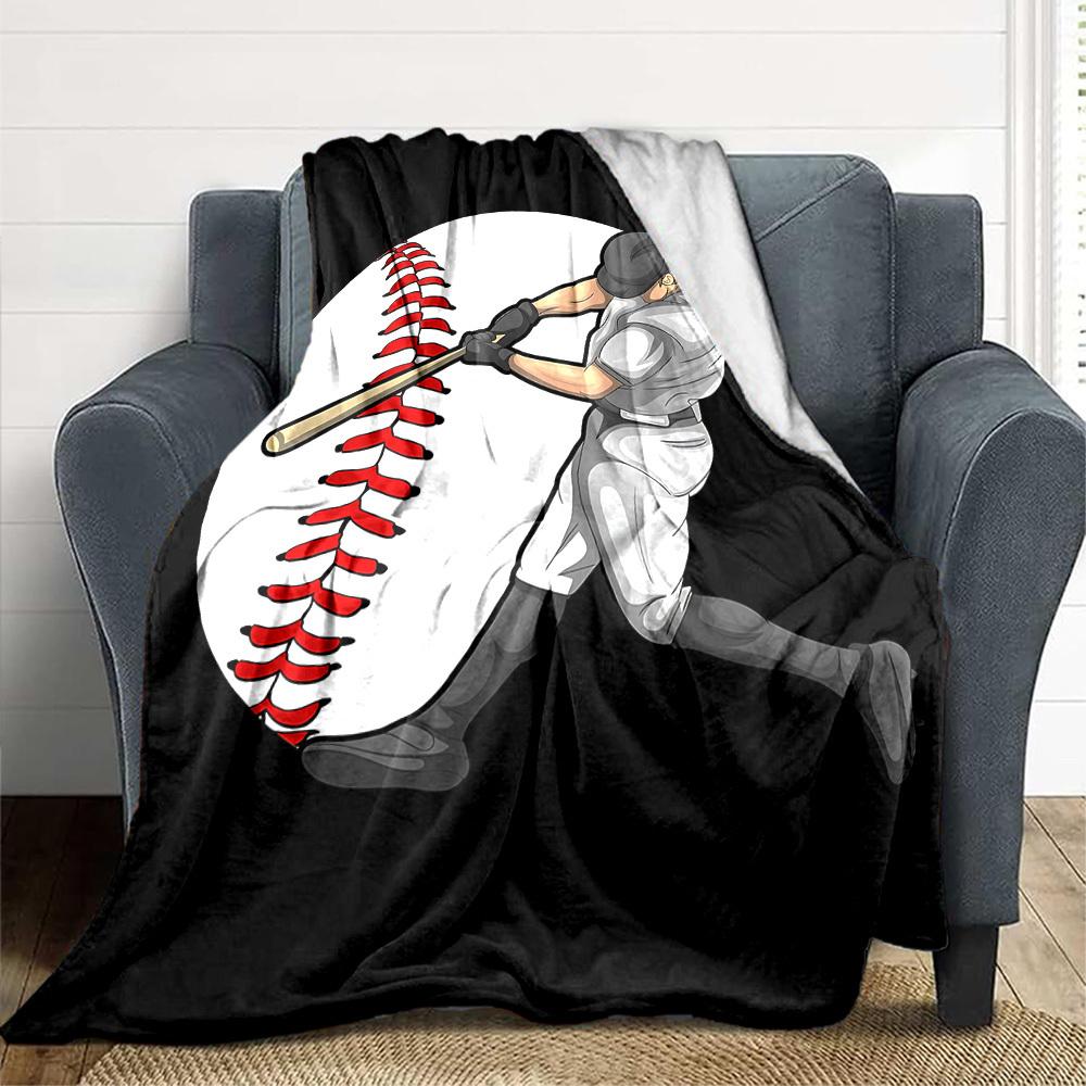 1pc Baseball Player Blanket, Lightweight Flannel Throw Blanket for Sofa, Bed, Travel, Camping, Living Room, Office, Couch065