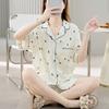 Summer fashion high-end pajamas printed short-sleeved shirts pajamas are comfortable and can be worn at home