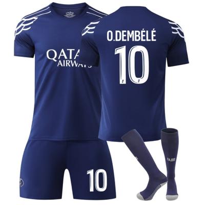 2024/2025 Paříž Dembele Dětský Fotbalový Dres Set Modrý Polyesterový Sportovní Vrchní Díl Šortky