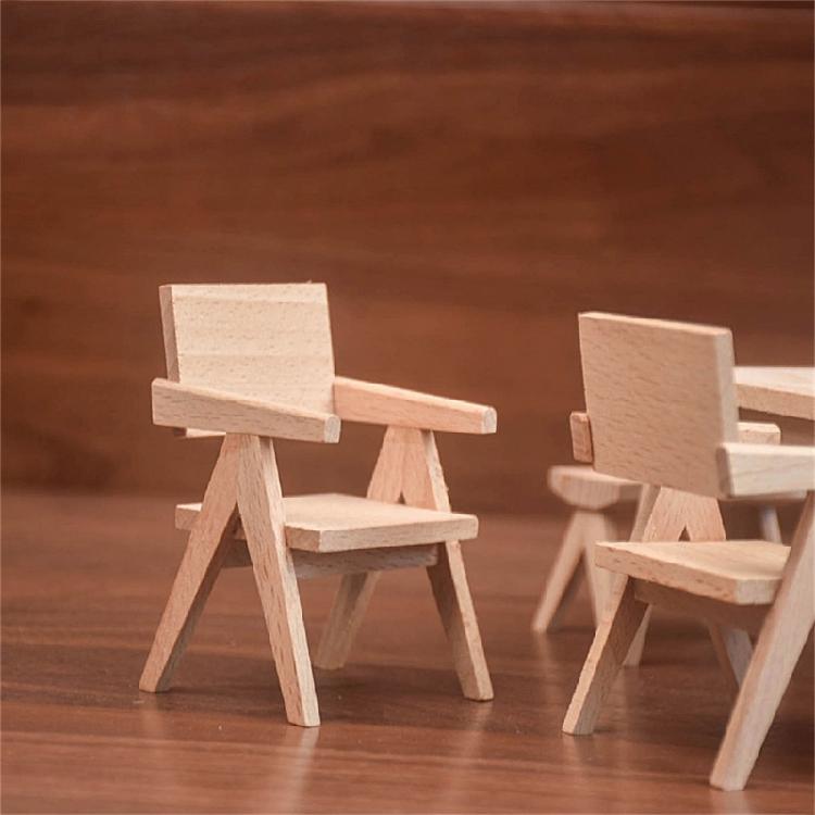 1/12 Scale Miniature Wood Chair/Table for Dollhouses Decoration and Diorama Scene Enhancement Furniture Figurine