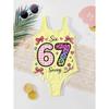 Costume da bagno intero per bambina, carino, con stampa colorata di cartoni animati, senza maniche, costume da bagno estivo per bambini, da spiaggia