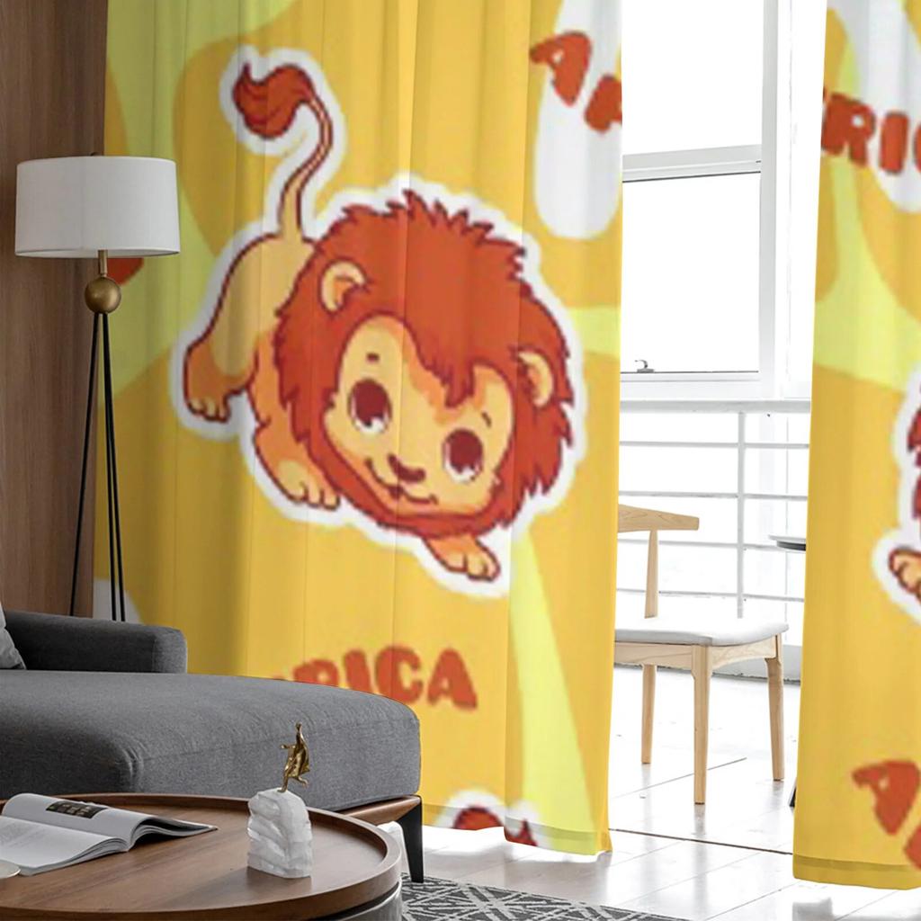 Lion Cute Cartoon Tulle Sheer Window Curtains For Living Room The Bedroom Modern Chiffon Voile Organza Curtains Decor Drapes