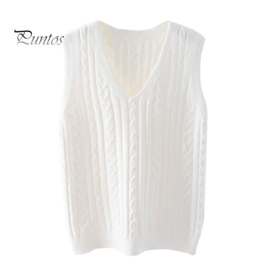 

Женский вязаный жилет с V-образным вырезом без рукавов с перекрученной текстурой, свитер, однотонный повседневный свитер, жилет для повседневной носки S белый