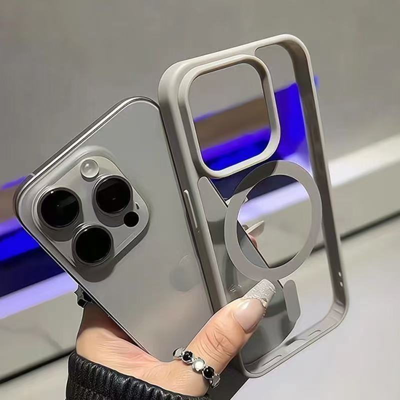 

2025 Роскошный чехол Magsafe для беспроводной зарядки iPhone 15 16 14 13 12 11 Pro Max 16 Plus Матовый магнитный защитный чехол для задней панели For iPhone 15 серый