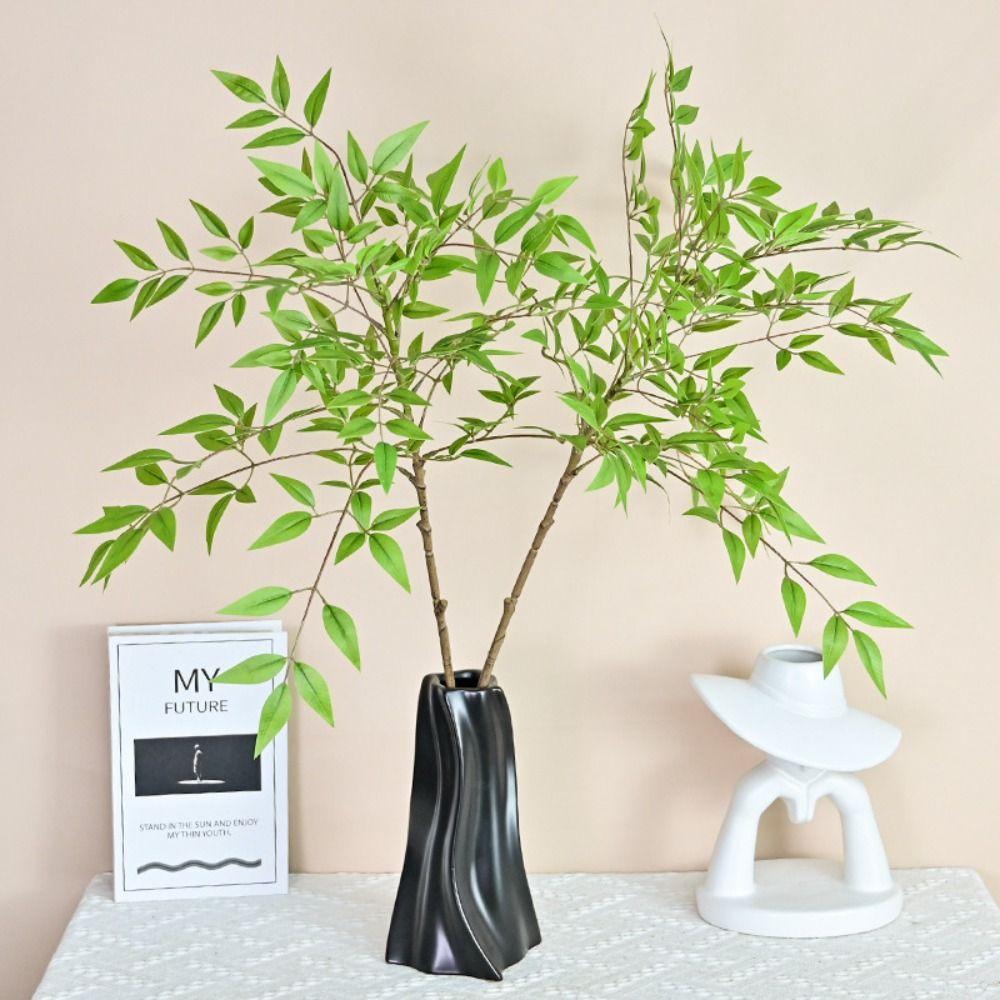 

Handmade Fake Plants Flexible Simulated Nandina Elegant Hotel Green-2 Forks