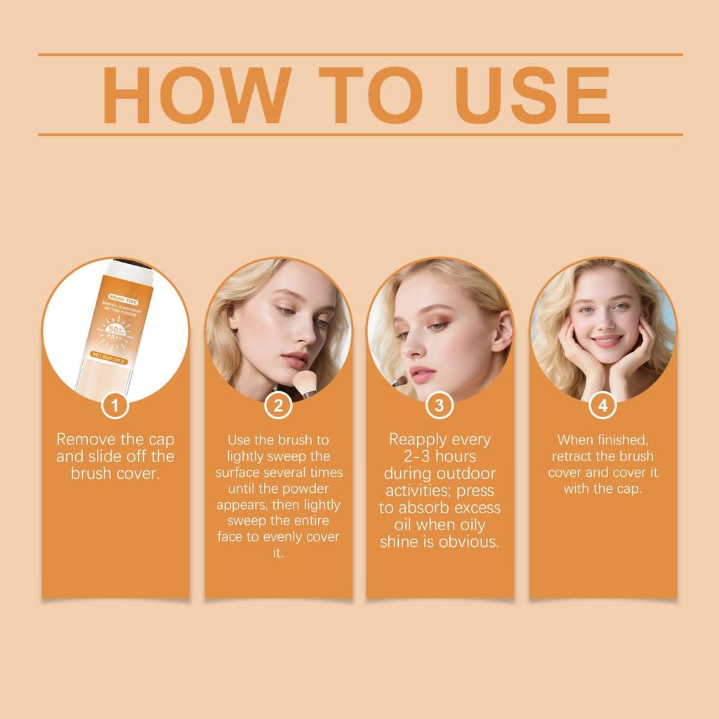 Sunscreen Setting Powder Facial Makeup Brush, Suitable For All Skin Tones, Light Setting Powder