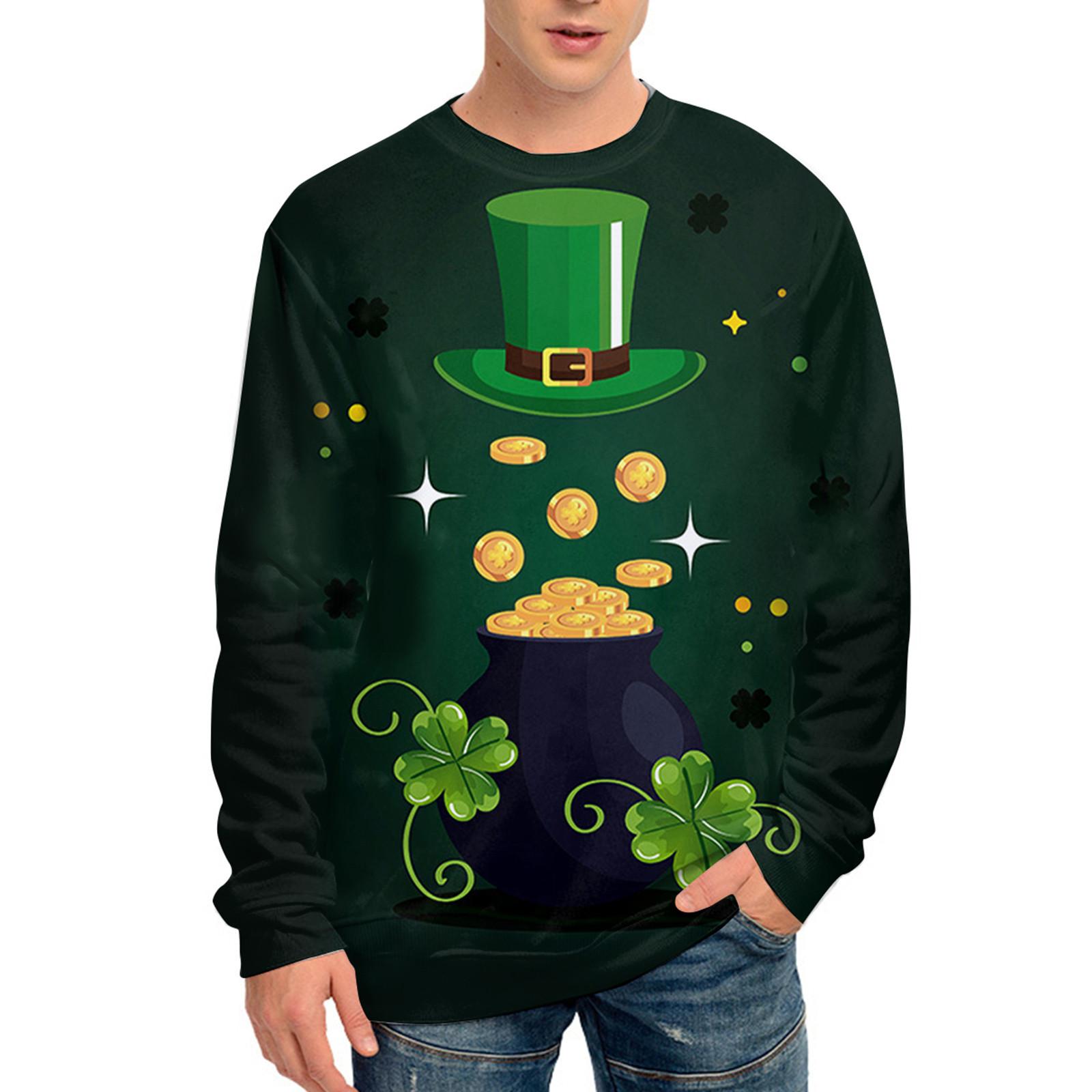 улица Модные свободные рубашки с длинными рукавами ко Дню Святого Патрика для мужчин и женщин XXL 1518₽