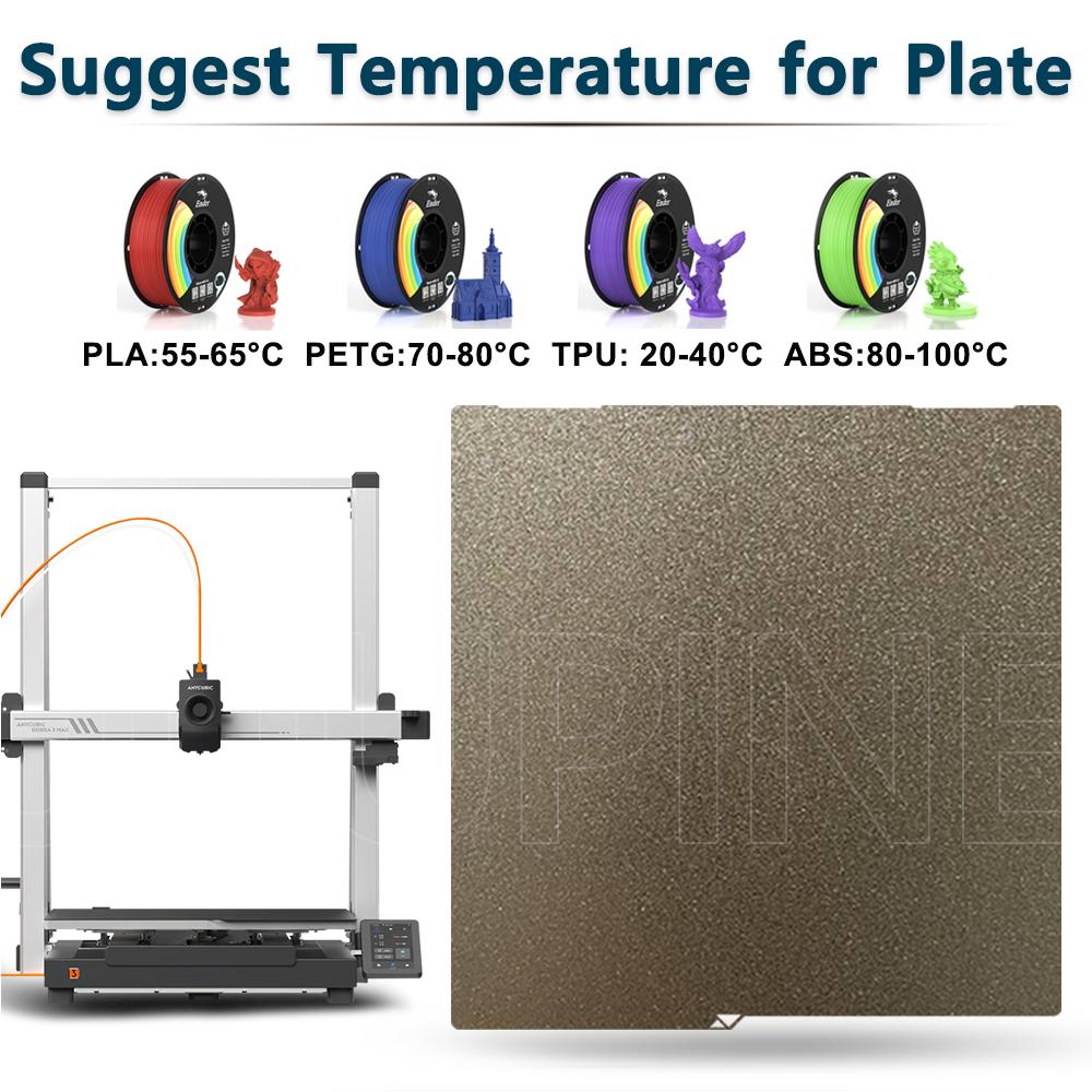 For Anycubic Kobra 3 Max Build Plate 420x420 Pei Plate Dual Sided Frosted PEI Powder Coating 3d Printer Kobra 3 Max Accessories
