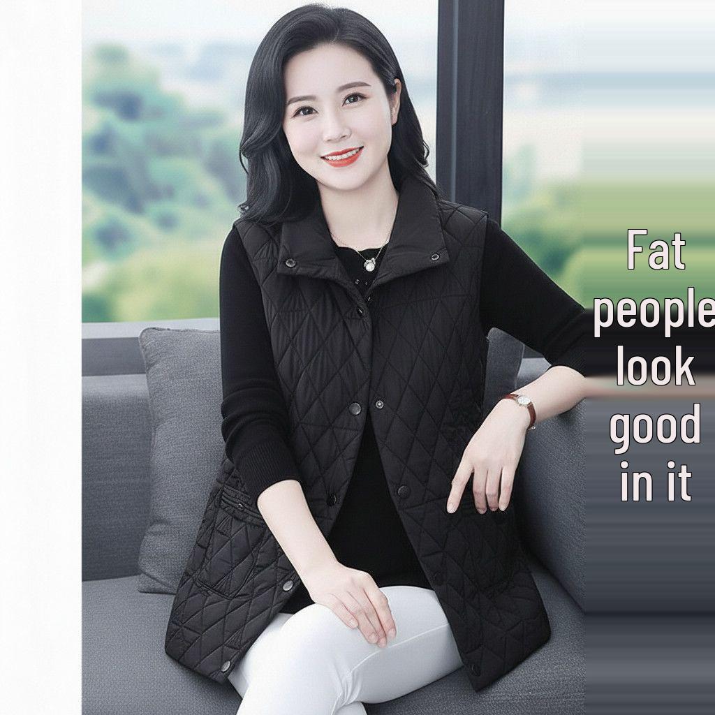 200 Jin Plus-Size Women's High-End Cotton Padded Vest - Thick, Warm, Flesh-Covering, Slimming Jacket