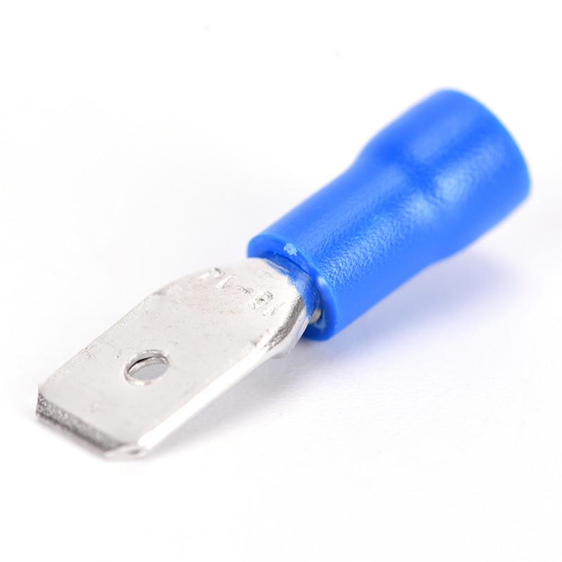 100X Conectores de Terminal de Fio Elétrico Isolados tipo Pala Macho e Fêmea para Crimpar Azul