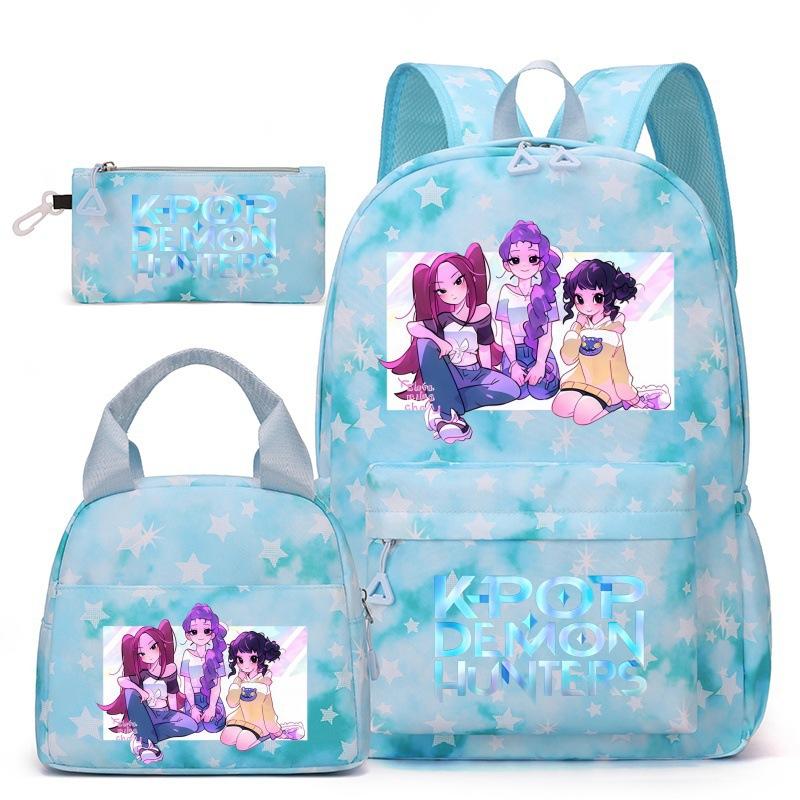 KPop Demon Hunters Student Backpack Crossbody Bag Casual Pencil Case Set of 3 Fashion Trendy Unisex