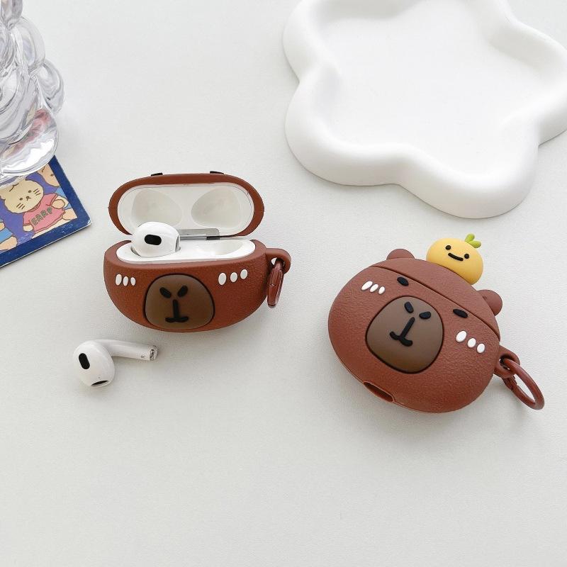 Süßes orangefarbenes Capybara für AirPods Pro 1 Schutzhülle Cartoon 1. Generation Dritte Generation Apple Bluetooth Headset Hülle