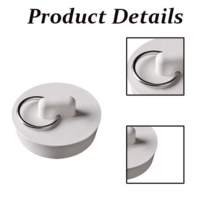 Bouchon de baignoire - AIMOONSA - Universel 39-41 mm - Caoutchouc blanc - Anneau de suspension - Lot de 4