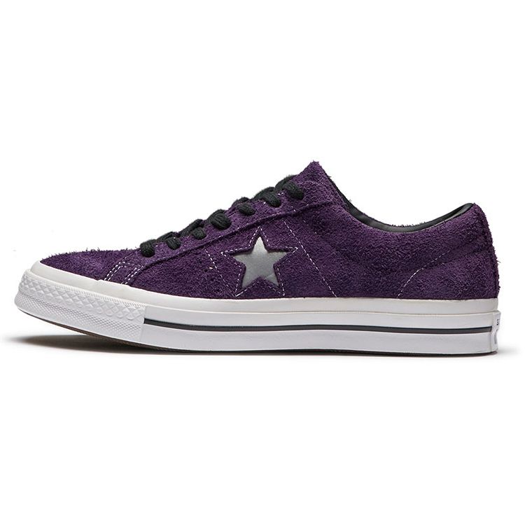 Converse One Star Series Comfortable Versatile Low Top Canvas Shoes Unisex Sneakers White Purple 165954C